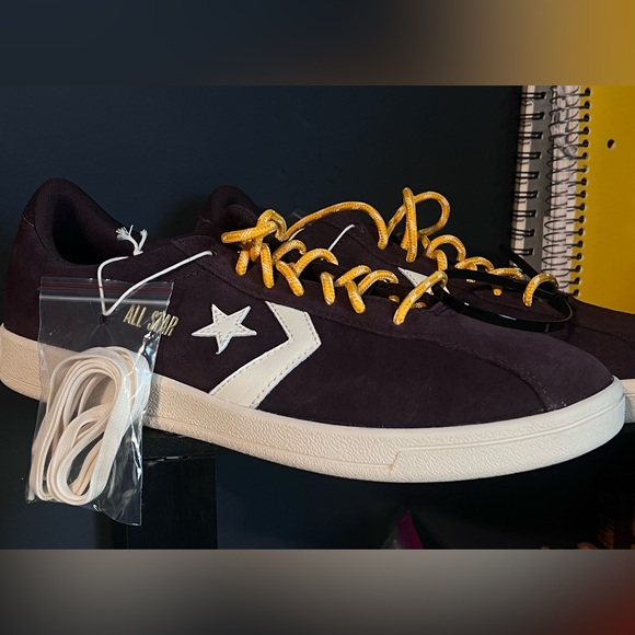 Converse Other - Brand new Converse Suede Low Tops Purple W/ Extra Laces size 10